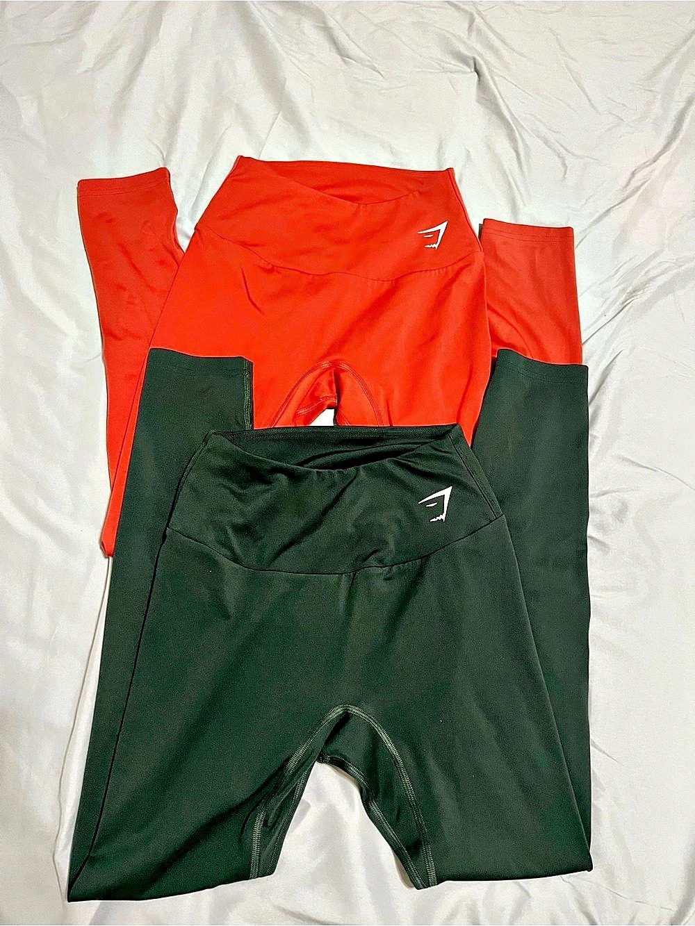 Gymshark Training Leggings Set | Dark Green & Orange | Size S